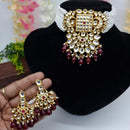 FS Collection Gold Plated Kundan Stone And Beads Choker Necklace Set