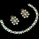 FS Collection Gold Plated Polki Kundan Stone Necklace Set