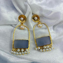 FS Collection Gold Plated Crystal Stone And Pearls Dangler Earrings