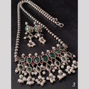 FS Collection Oxidised Plated Pota Stone And Pearls Necklace Set