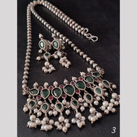 FS Collection Oxidised Plated Pota Stone And Pearls Necklace Set