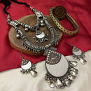 FS Collection Oxidised Plated Mirror Necklace Set