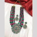 FS Collection Gold Plated Kundan Stone And Beads Necklace Set