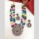 FS Collection Gold Plated Kundan Stone And Beads Necklace Set