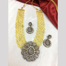 FS Collection Gold Plated Kundan Stone And Beads Necklace Set