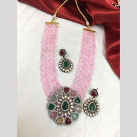 FS Collection Gold Plated Kundan Stone And Beads Necklace Set