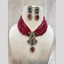 FS Collection 2 Tone Plated American Daimonds And Beads Necklace set
