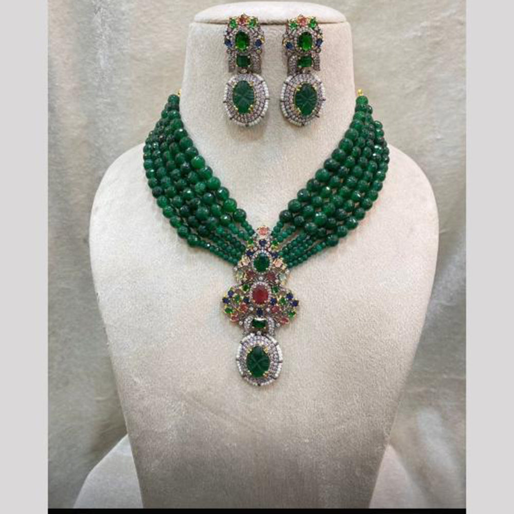FS Collection 2 Tone Plated American Daimonds And Beads Necklace set