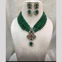 FS Collection 2 Tone Plated American Daimonds And Beads Necklace set