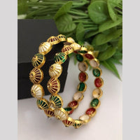 FS Collection Gold Plated Austrain Stone Meenakari Bangle Set