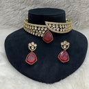 FS Collection Gold Plated Kundan Stone Choker Necklace Set