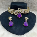 FS Collection Gold Plated Kundan Stone Choker Necklace Set