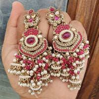 FS Collection Gold Plated Crystal Stone And Pearls Jhumki
