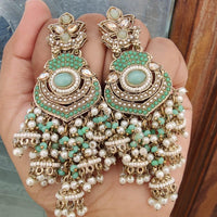 FS Collection Gold Plated Crystal Stone And Pearls Jhumki
