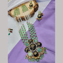 FS Collection Gold Plated Austrian Stone And Beads Long Necklace Set