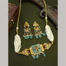 FS Collection Pota Stone And Kundan Choker Necklace Set