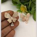 FS Collection Designer Rose Gold Plated Butterfly American Diamonds Dangler Earrings