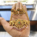FS Collection Luxury Gold Plated Elephant Choker Necklace with Pota and Beads