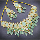FS Collection Elegant  Gold Plated Kundan and Beads for Timeless Charm Necklace Set