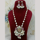 FS Collection Elegant Gold Plated Multi-Color Crystal and Mother of Pearls Long Necklace Set
