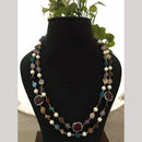 FS Collection Gold Plated Brass Long Necklace with Elegant Marble Beads