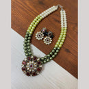FS Collection 2 Tone Plated Kundan with Colorful Accents Necklace Set