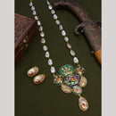 FS Collection Artistic Gold Plated Elegance Multi-Color Meenakari Long Necklace Set