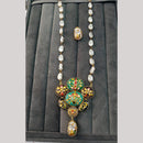 FS Collection Artistic Gold Plated Elegance Multi-Color Meenakari Long Necklace Set
