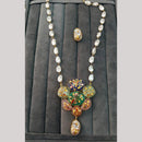 FS Collection Artistic Gold Plated Elegance Multi-Color Meenakari Long Necklace Set