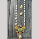 FS Collection Artistic Gold Plated Elegance Multi-Color Meenakari Long Necklace Set