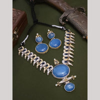 FS Collection Stylish 2-Tone Plated Pota Stones Necklace Set