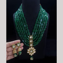 FS Collection Designer Gold Plated Kundan & Beads Multi Layer Long Necklace Set