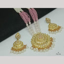 FS Collection Gold Plated Pearl Long Elegant Jewelry Necklace Set for Women