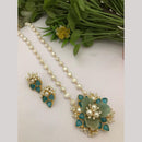FS Collection Stunning Gold Plated Pota and Pearls Classic Long Necklace Set