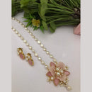 FS Collection Stunning Gold Plated Pota and Pearls Classic Long Necklace Set