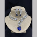FS Collection Silver Plated American Diamond Necklace Set