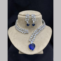 FS Collection Silver Plated American Diamond Necklace Set