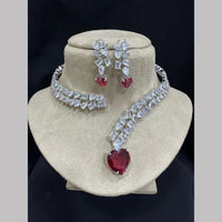 FS Collection Silver Plated American Diamond Necklace Set