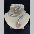 FS Collection Silver Plated American Diamond Necklace Set