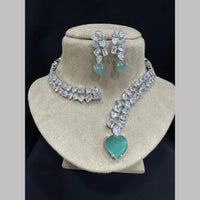 FS Collection Silver Plated American Diamond Necklace Set