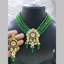 Fs Collection Elegant Gold Plated Kundan & Beads Necklace Set
