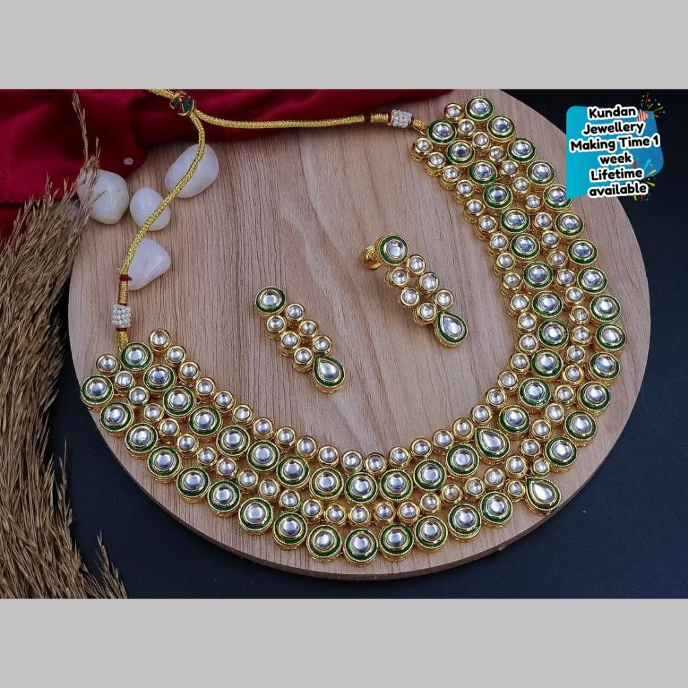 Fs Collection Gold Plated Kundan Necklace Set