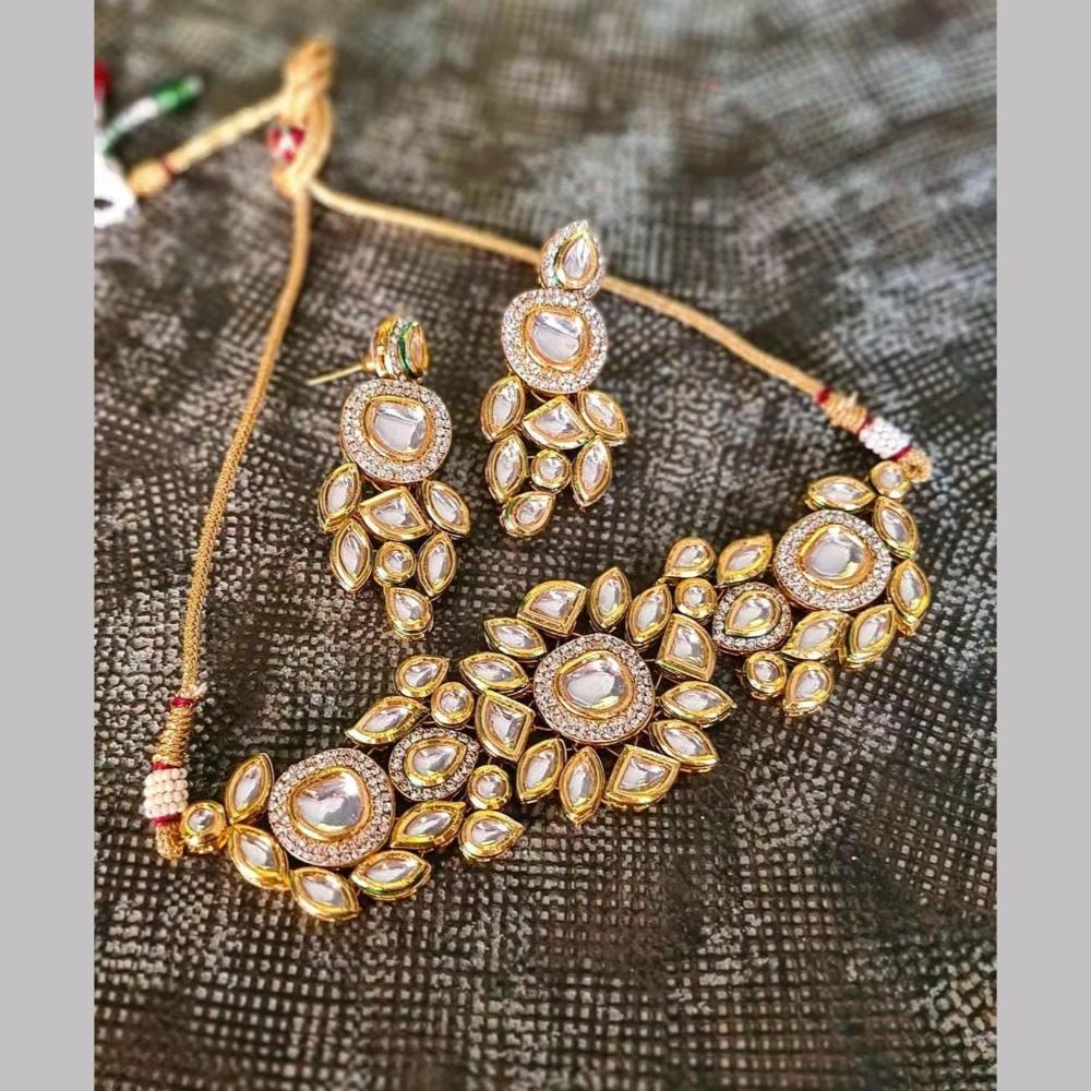 Fs Collection Gold Plated Kundan Necklace Set