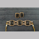 Fs Collection Gold Plated Druzy Crystal Stone Choker Necklace Set