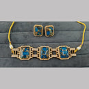 Fs Collection Gold Plated Druzy Crystal Stone Choker Necklace Set