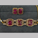 Fs Collection Gold Plated Druzy Crystal Stone Choker Necklace Set