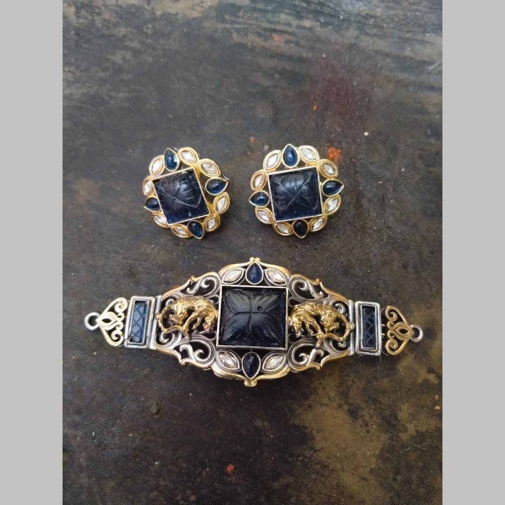 Fs Collection 2 Tone Pota Stone Choker Necklace Set