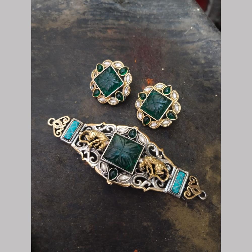 Fs Collection 2 Tone Pota Stone Choker Necklace Set