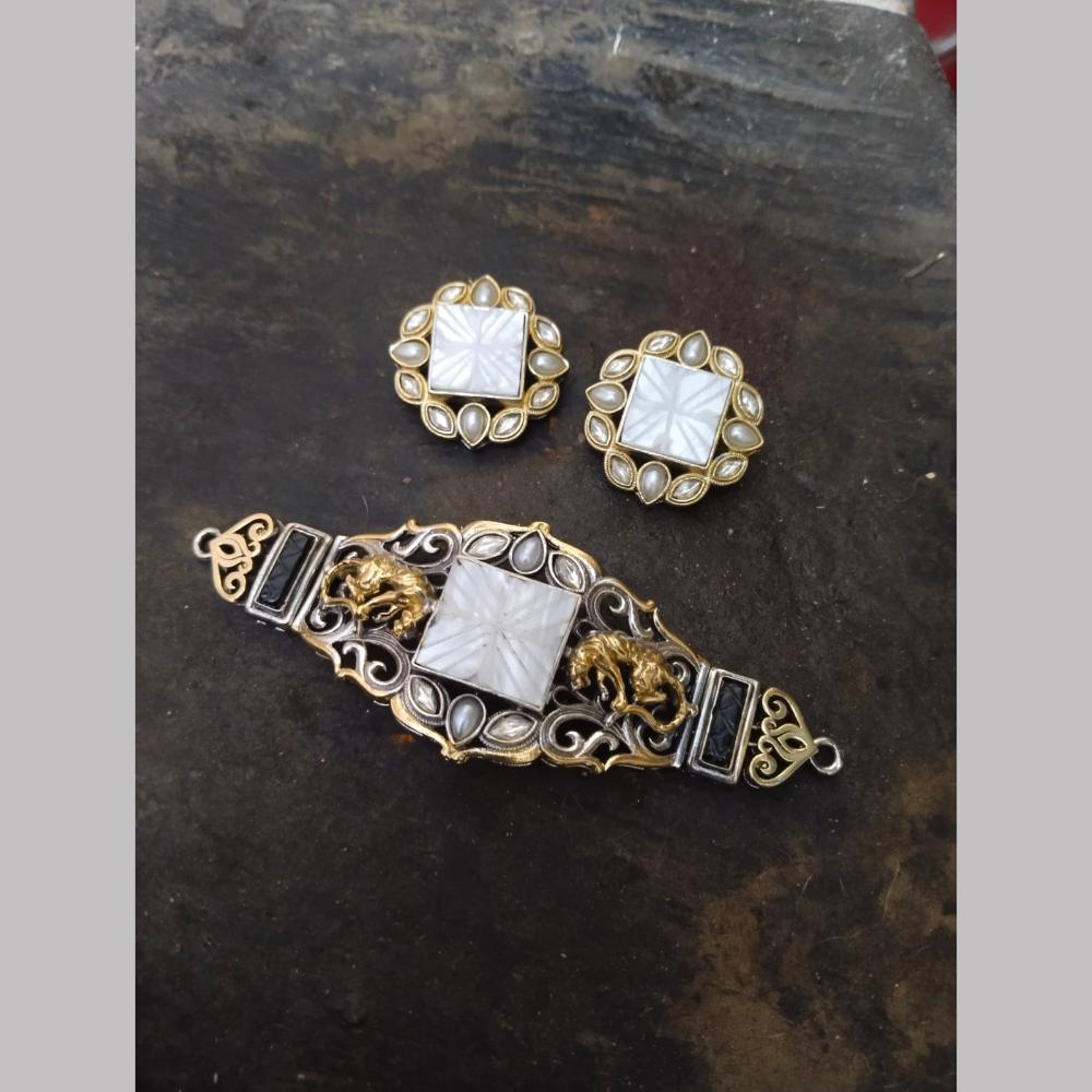 Fs Collection 2 Tone Pota Stone Choker Necklace Set