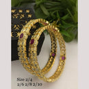 FS Collection Elegant Gold Finish Pota Stone Detailing Bangle Set